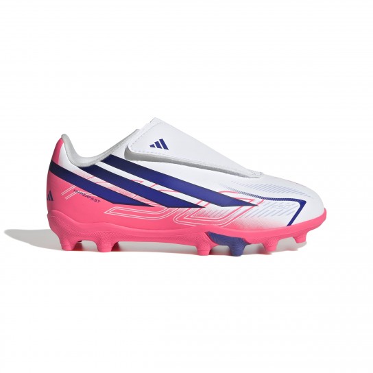 Adidas F50 Hyperfast Club Velcro FG/MG - Branco/Roxo/Rosa